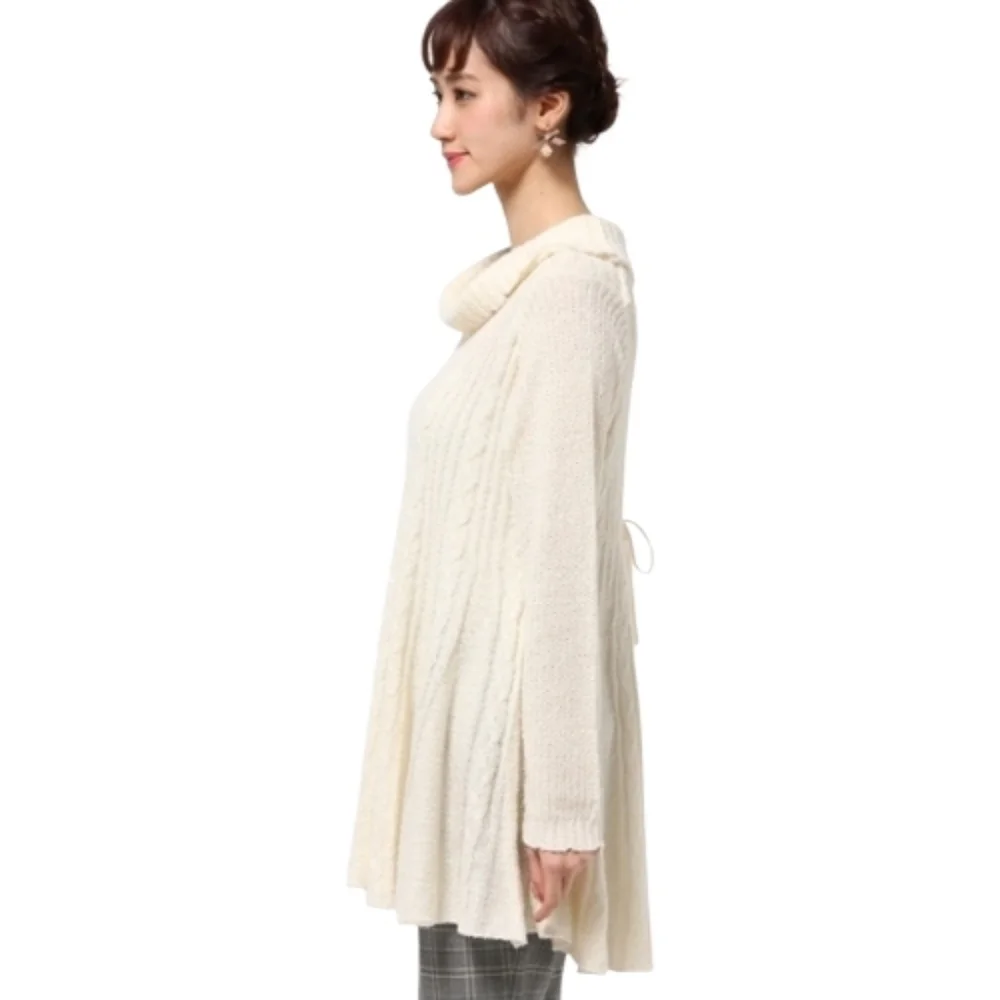 AXES FEMME ivory corset back lace ip design‎ knit sweater tunic top M